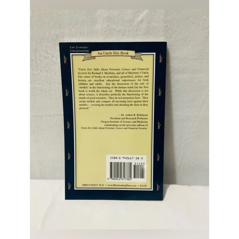 Uncle Eric Book Paperback - Navy Blue and Cream Back Cover